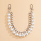 Short Handle Chain Pearl Chain Purse Straps Shoulder Pearl Metal Chain
