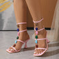 Gem Electroplated Square Toe Heels
