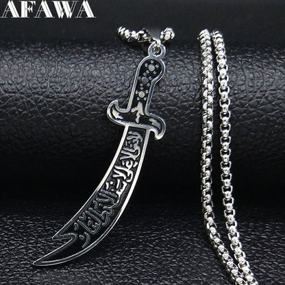 Men's Imam Ali Ibn Abi Sword Stainless Necklaces