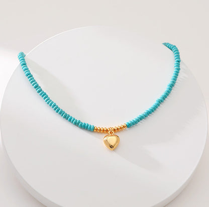 Handmade Natural Turquoise Stone Beaded Necklaces