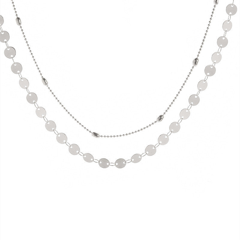 Women Charm Choker Necklace Double Layer