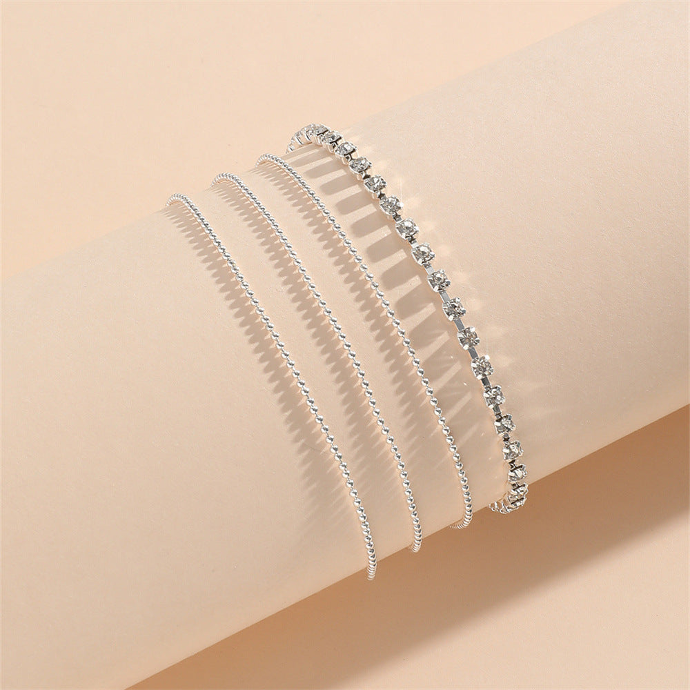 Multi Layered Crystal Beaded Tennis Chain Anklets Jewelry