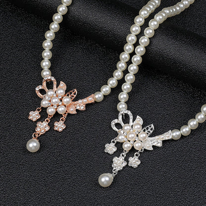 Rhinestone Pearl Wedding Jewelry Set for Bride Bridesmaid
