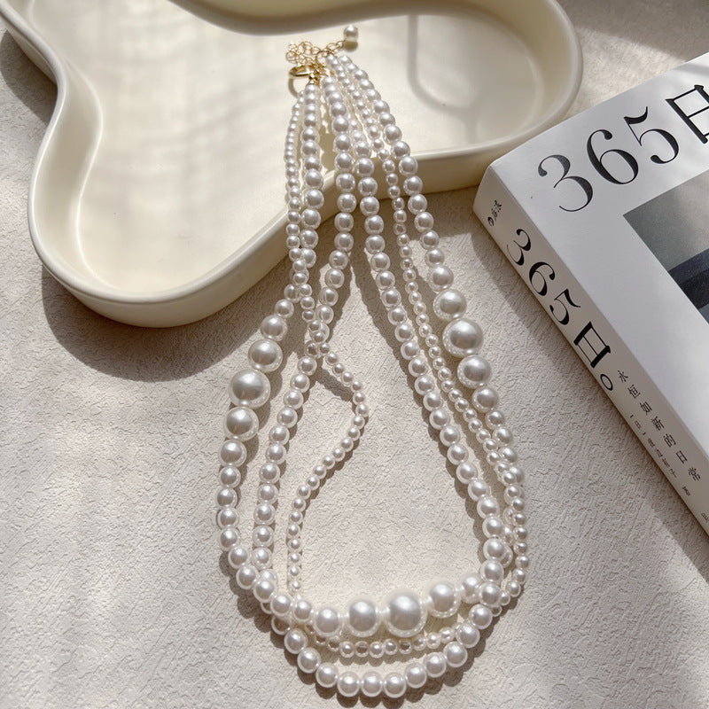 Multilayer Strand Simulated Pearl Statement Necklace
