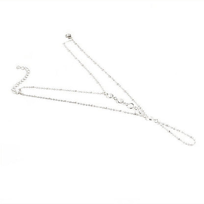 Crystal Charm Toe Multilayer Tassel Ankle Chain
