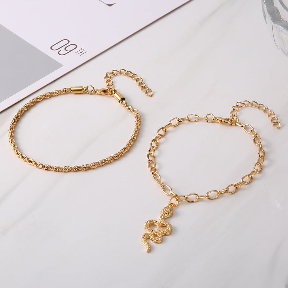 Bohemian Layered Snake Anklet Summer Beach Anklets Jewelry