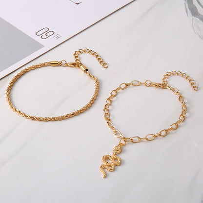 Bohemian Layered Snake Anklet Summer Beach Anklets Jewelry