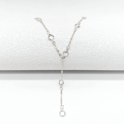 Lariat Layering Chain Crystal Stone Necklace