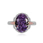 Multicolor Ice Flower Cut Oval CZ Adjustable Ring, 10*14mm 8A Cubic Zirconia, Two-Tone Pave CZ Band, Dainty Luxe