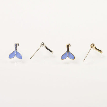 Blue Whale Tail Bear Stud Ear Set