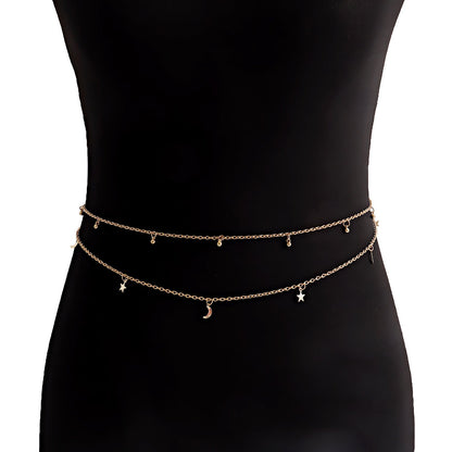 Beach Fashion Belly Chain Moon Body Jewelry Star Tassel Waist Chains