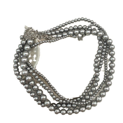 Design Sense French Retro Gray Pearl Female Stylish Necklaces
