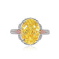 Multicolor Ice Flower Cut Oval CZ Adjustable Ring, 10*14mm 8A Cubic Zirconia, Two-Tone Pave CZ Band, Dainty Luxe