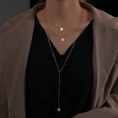 Coin Chain Pendant Sequins Multi Layers Necklaces