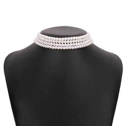 Boho Multi Layered Pearl Choker Necklace