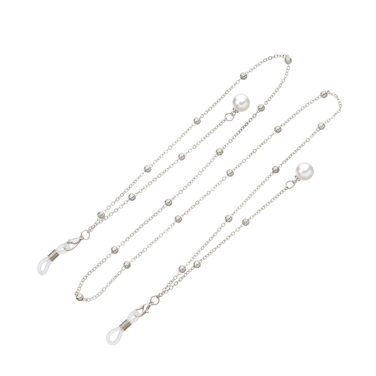 Pearl Tassel Long Glasses Metal Round Bead Chain Face