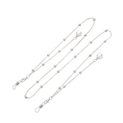 Pearl Tassel Long Glasses Metal Round Bead Chain Face