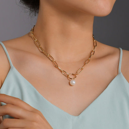 Pearl Pendant Choker Necklace for Women