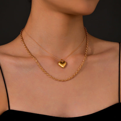 Multilayer Big Heart Pendant Necklace