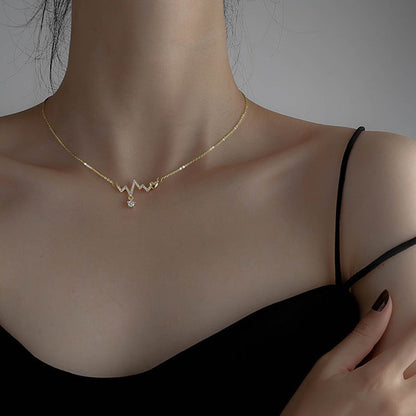 Sweet Crystal Love Heartbeat Choker Necklace