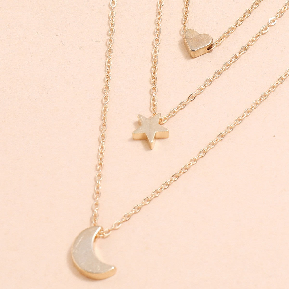 Chain Moon Star Heart Necklace Women Multi Layer Chains