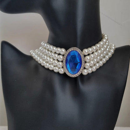 French Elegant Retro Multi Row Pearl Choker Necklace