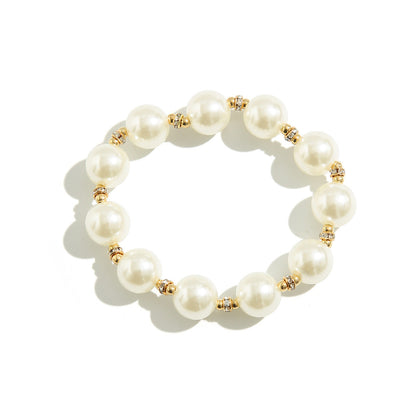 Retro Beaded Pearl Necklace Bracelet Earrings Jewelry Set