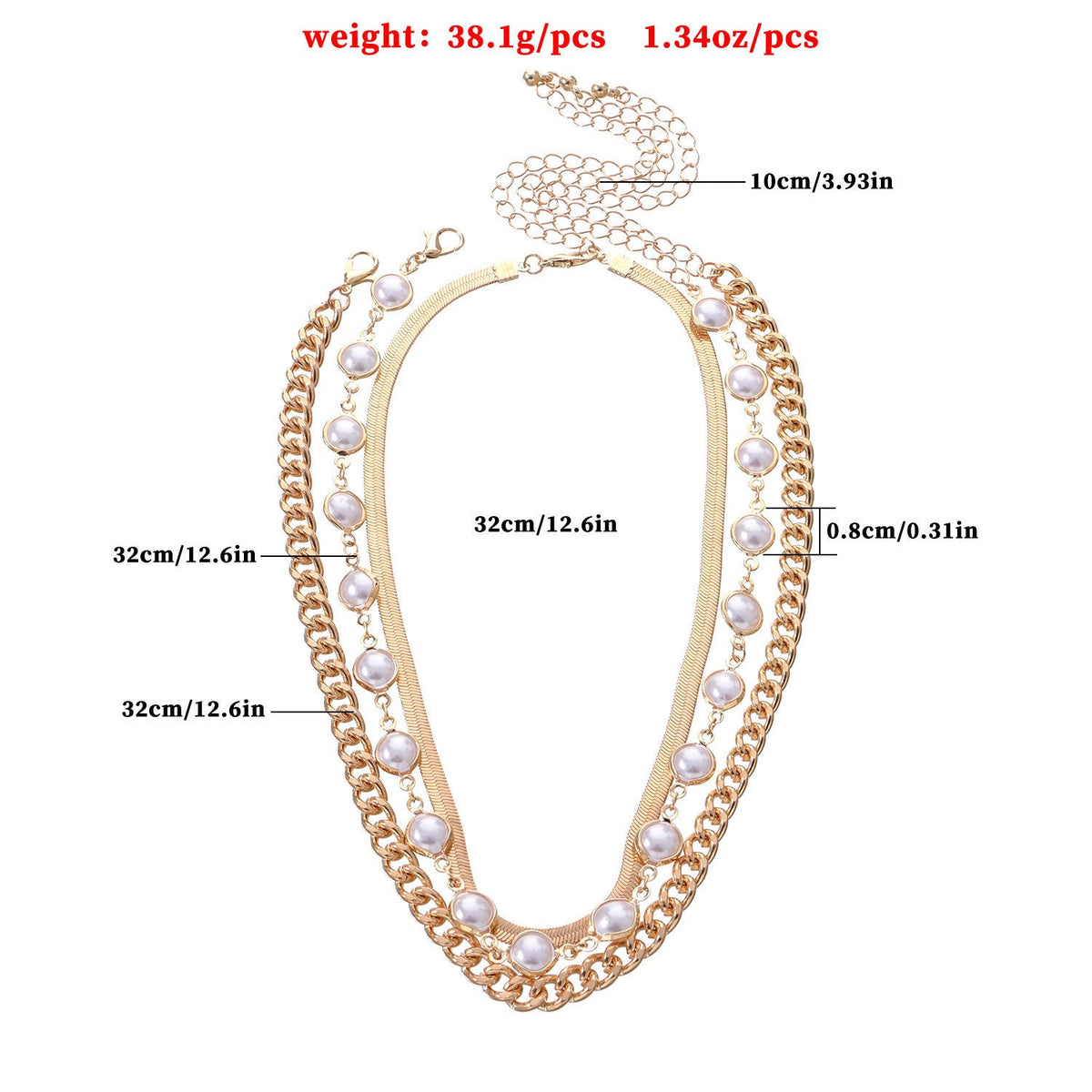 Layered Pearl Beads Choker Necklace for Women