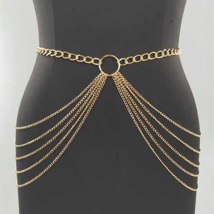 Sexy Beach Bikini Thin Belly Chain Simple Geometric Exaggerated Fringe Waist Chain