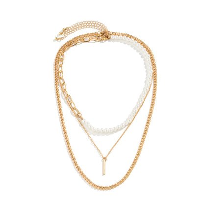 Fashion Multi-layered Chains Pearl Beads Necklaces