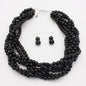 Multilayer Imitation Pearl Earhook Beaded Necklace Short Jewelry Set