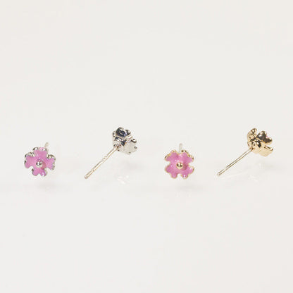 Flower petal pearl stud earrings set