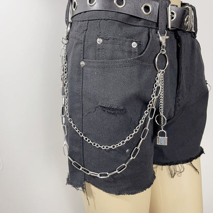 Hip Hop Punk Hollow Out Lock Pendant Chain