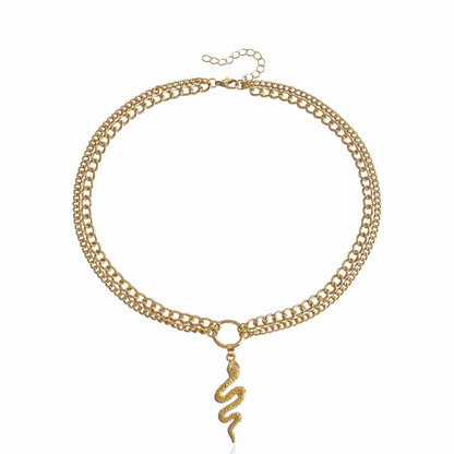 Snake Shaped Pendant Necklace Creative Punk Cuban Chain