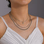 Multi-layered Chain Necklace Crescent Charm