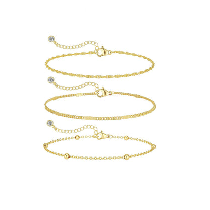 Round Beads Link Chain Anklet Jewelry
