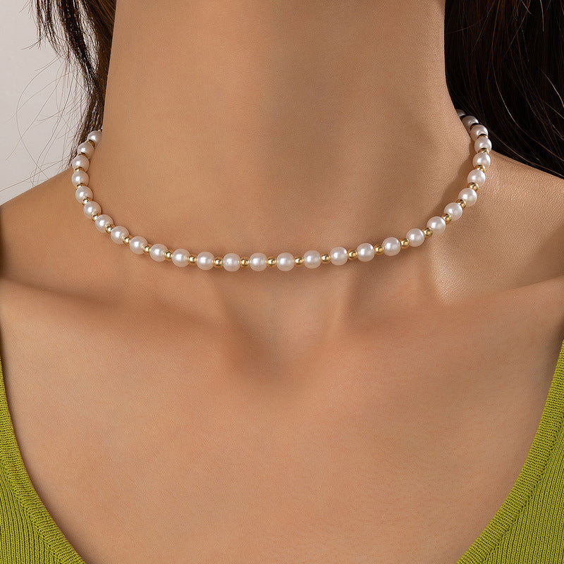 Simple Women Jewelry Gold Plated Bead Necklace Choker