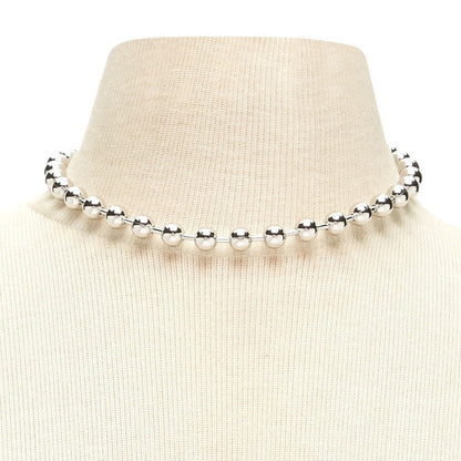 Punk Chunky Beaded Chain Handmade Choker Plain Ball Necklace