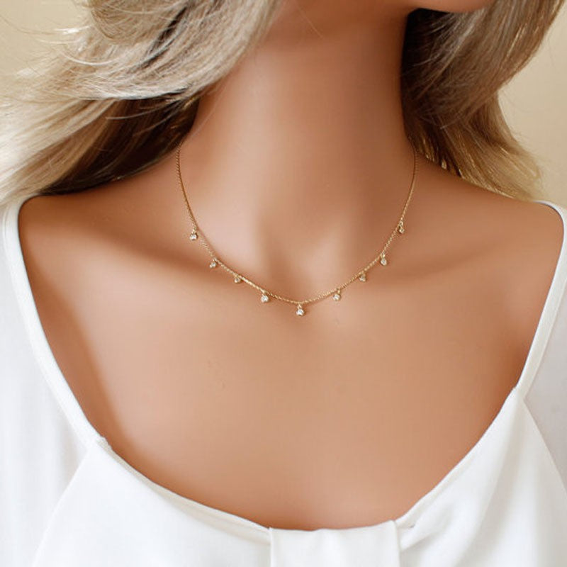 Clear Stone Charms Choker Necklace Jewelry