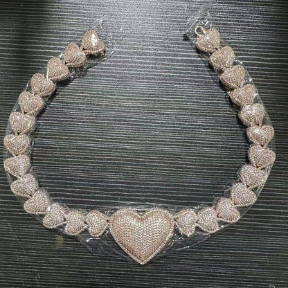 Heart-shaped Zircon Style Peach Heart Chain Necklaces