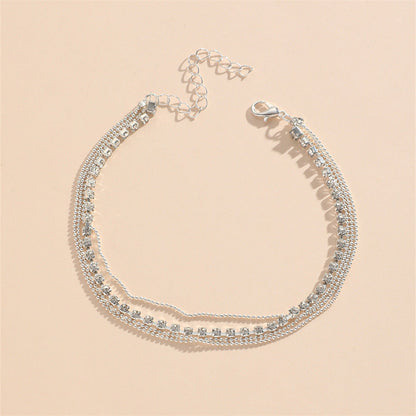 Multi Layered Crystal Beaded Tennis Chain Anklets Jewelry