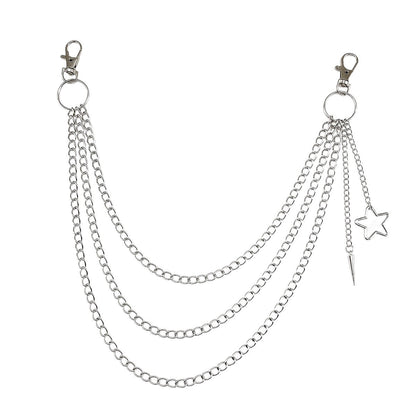 Hollowed Out Five-pointed Star Metal Waist Chain