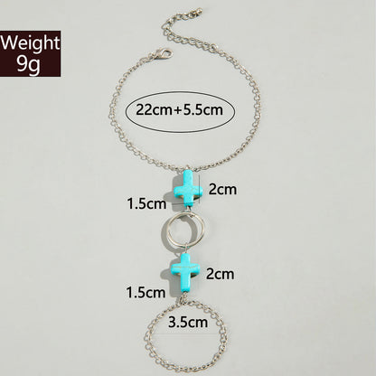 Bohemian Beach Natural turquoise Cross Anklet Bracelet