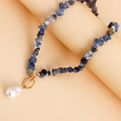 Natural Gravel Gemstone OT Buckle Necklace