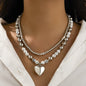 Layered Heart Pendant Beaded layer Necklace