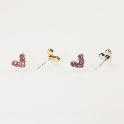 Love Heart Charm Small Stud Earrings