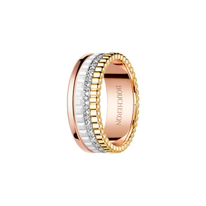 Rose Gold Full Diamond Ceramic Good Luck Comes Rings
