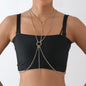 Women Rhinestone Long Necklace Breast Chain