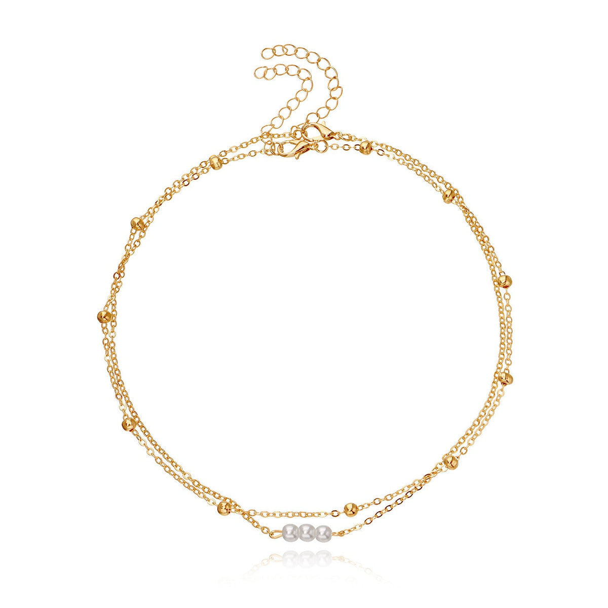 Double Layered Pearl Bead Necklace Jewelry