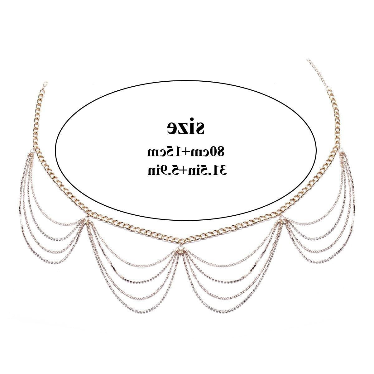 Metal Rhinestone Waist Chain Tassel Multi-layer Waist Chain